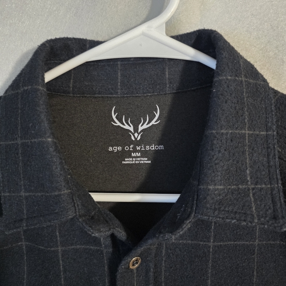 Age Of Wisdom Mens Stretch Flannel Knit Shirt Size Medium - Picture 2 of 10